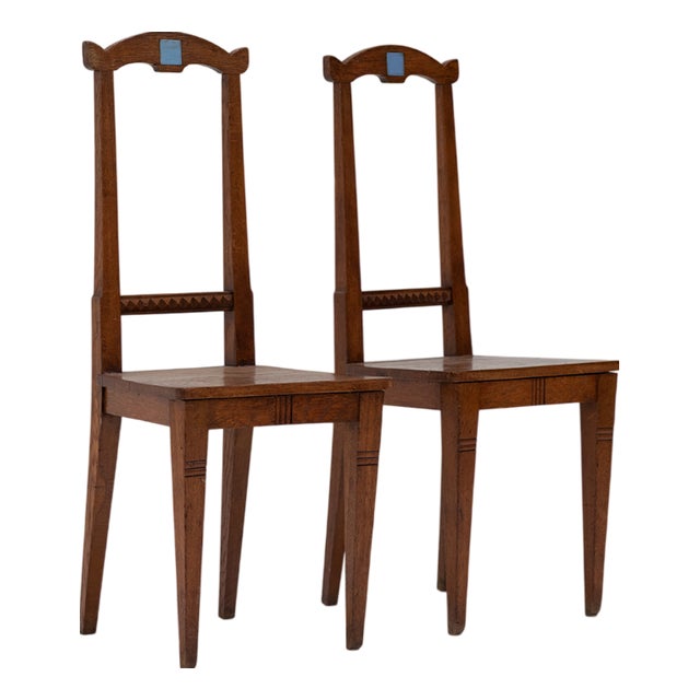 Antique English Arts and Crafts Chairs in Wood, 1890, Set of 2 For Sale
