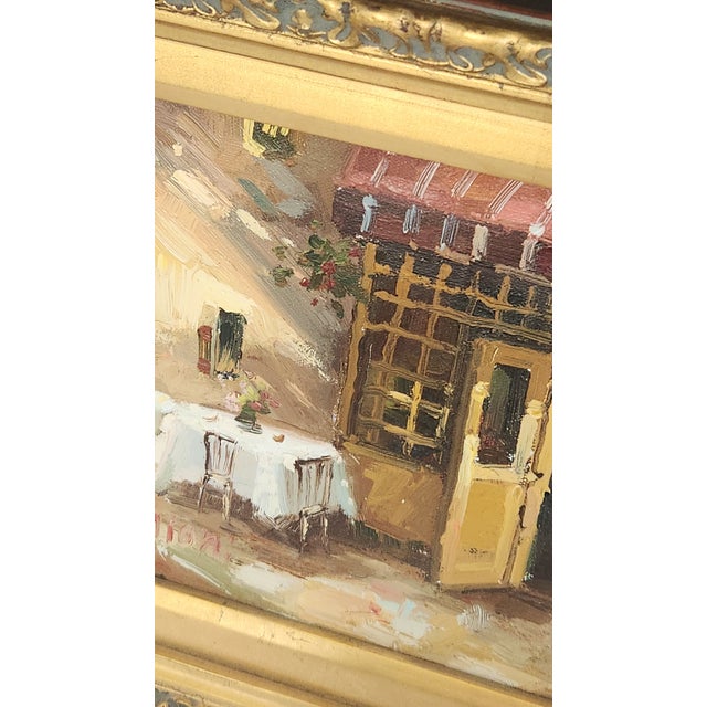 Mid 20th Century Signed Giani “On the Terrace” Framed Oil on Canvas Cafe Scene For Sale - Image 14 of 18