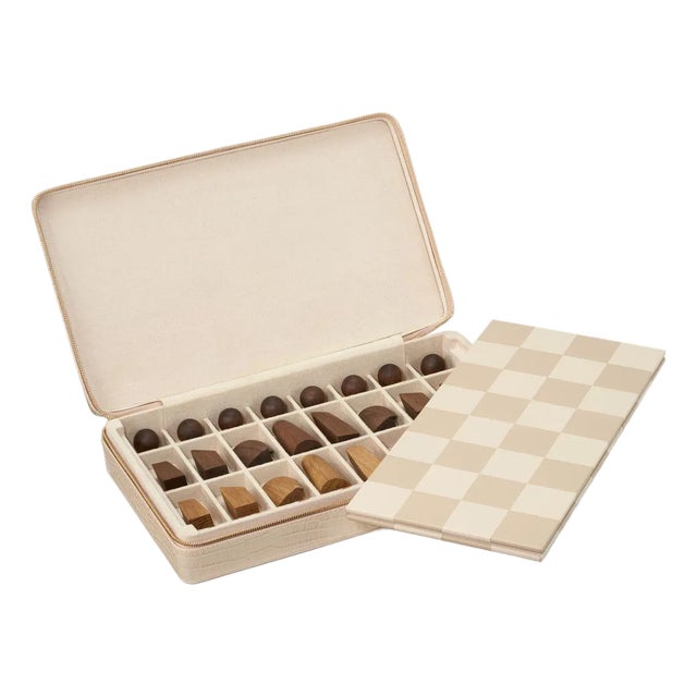 AERIN Enzo Travel Chess Set, Fawn For Sale