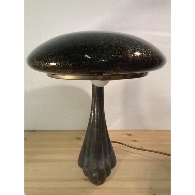 Metal Art Deco Murano Bubble Glass Mushroom Lamp For Sale - Image 7 of 13