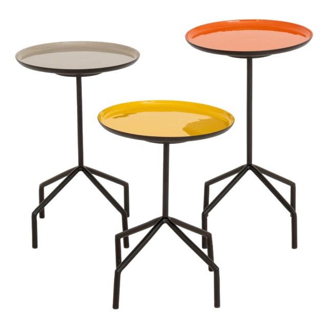 Set of Three Herman Miller Style Enameled Steel Graduated Side Tables For Sale