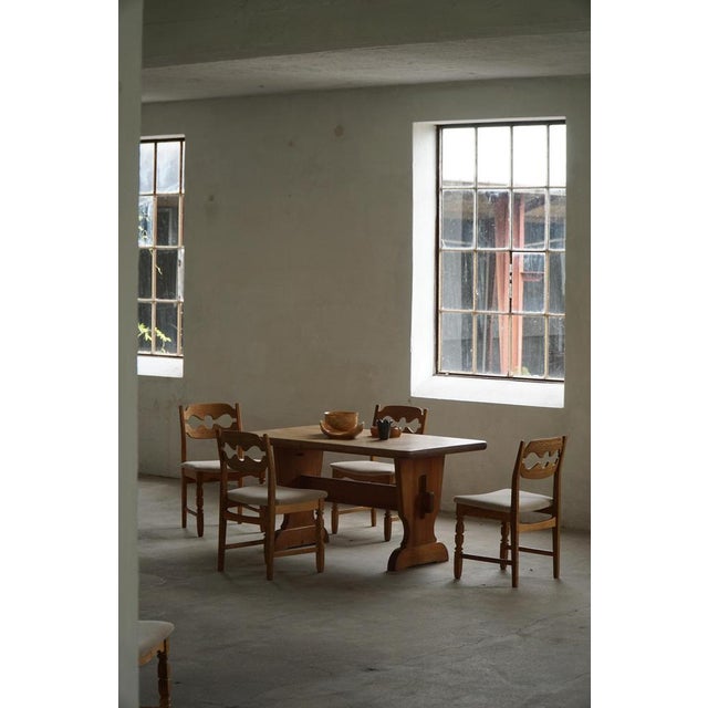 Vintage Razorblade Dining Chairs in Oak and Mohair by Henning Kjærnulf, 1960s, Set of 6 For Sale - Image 12 of 18