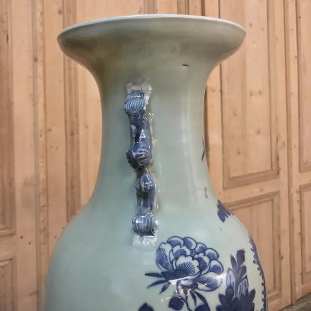 Ceramic 19th Century Blue & White Vase For Sale - Image 7 of 11