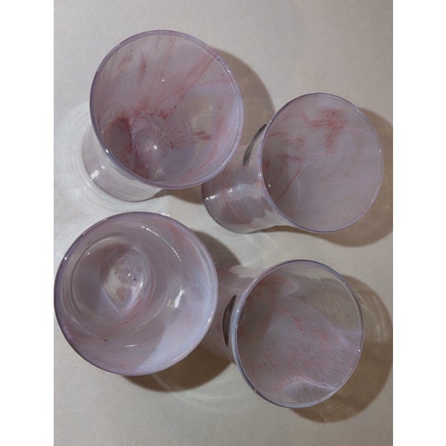 Murano Murano Nuova Cristalleria Arzanese Pink Drinking Glasses -Set of 4 For Sale - Image 4 of 5