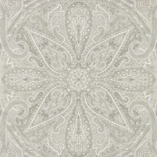 Zoffany Grand Paisley Wallpaper in Silver - a Sample For Sale