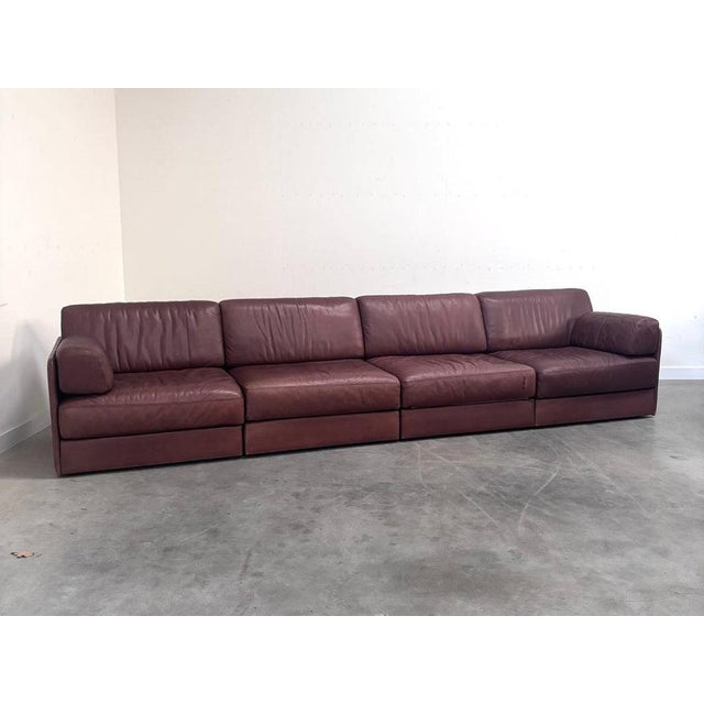 Vintage Modular Sofa in Brown Leather from de Sede, 1970s, Set of 4 For Sale - Image 14 of 18