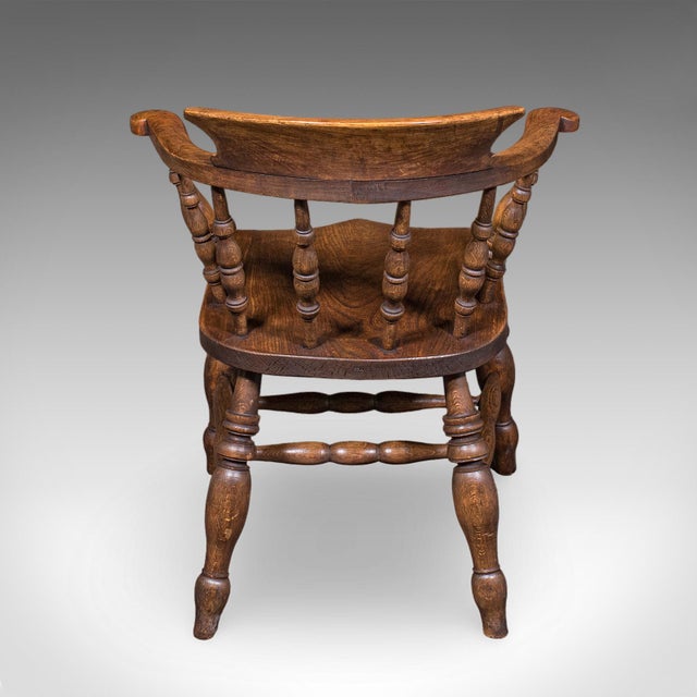 Antique Country House Captain's Chair, English, Smoker's Bow, Edwardian, c.1906 For Sale - Image 4 of 12