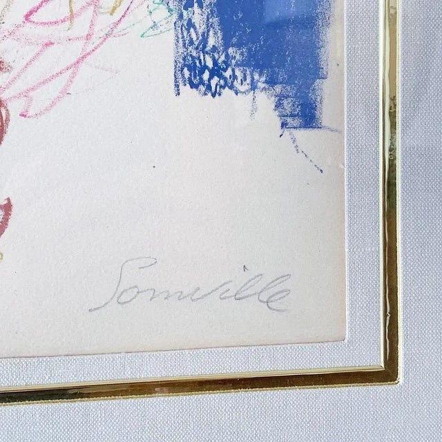 1980s 1980s "Portrait of a Woman in Bohemian Colors" Expressionist Figurative Print by Roger Somville, Framed For Sale - Image 5 of 6