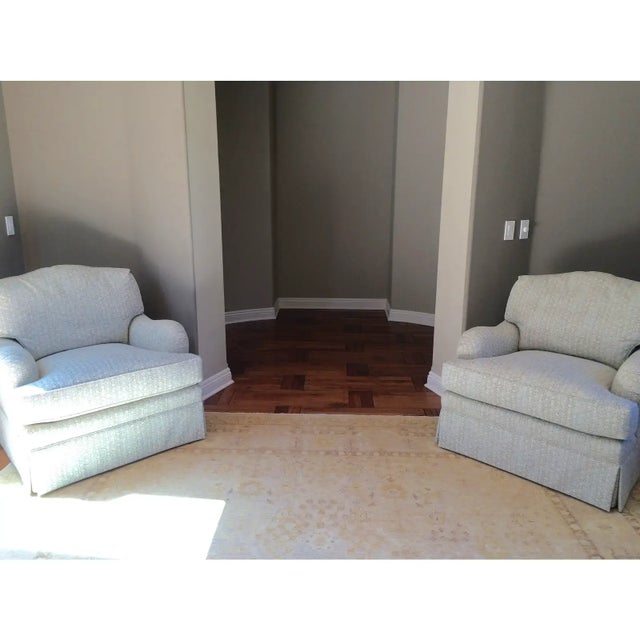 This is a pair of pre-owned Dapha chairs purchased as a bespoke order through a local Baker Furniture showroom in a...
