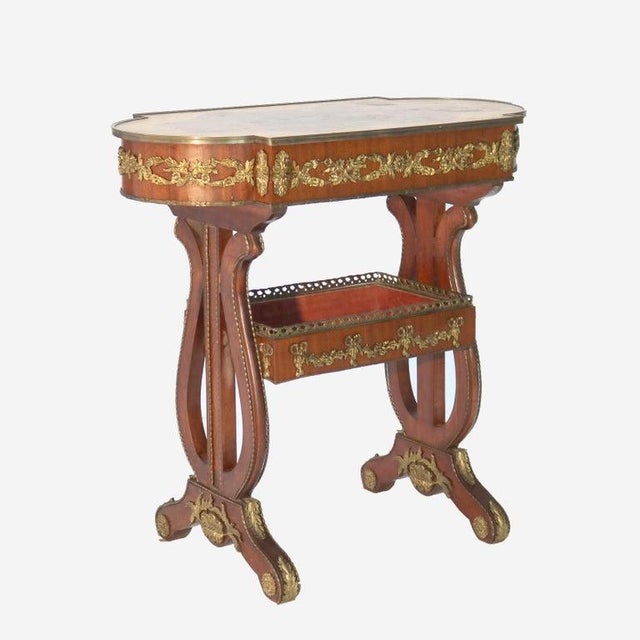 Antique French Flame Mahogany, Birds Eye Maple and Ormolu Serving Table C1920 For Sale - Image 11 of 18