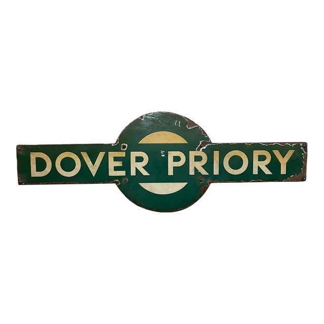 Original 1940's Mid Century Southern Railway Enamel Target Sign “Dover Priory” – British Railwayana For Sale