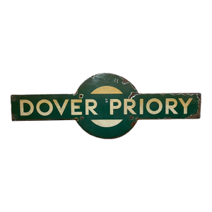 Original 1940's Mid Century Southern Railway Enamel Target Sign “Dover Priory” – British Railwayana