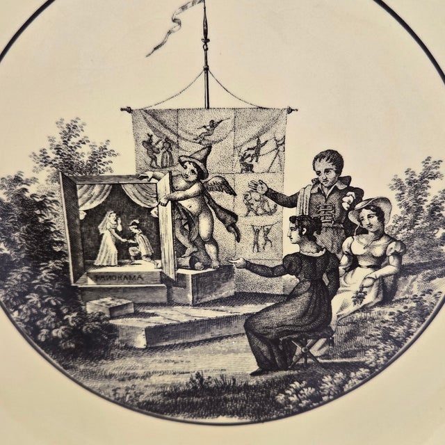 Framed Creamware Plate After Creil Panorama Series For Sale - Image 4 of 9