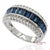 18k 750 Solid White Gold Natural Diamond and Natural Sapphire Band Ring, Size 7 For Sale - Image 4 of 11