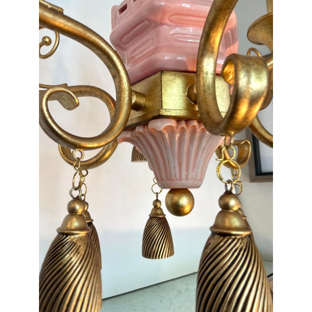 Port 68 Pink Ceramic Pagoda Chandelier For Sale In Atlanta - Image 6 of 8