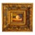 1970s Miniature Peach Still Life Oil Painting in Deep Carved Giltwood Frame For Sale