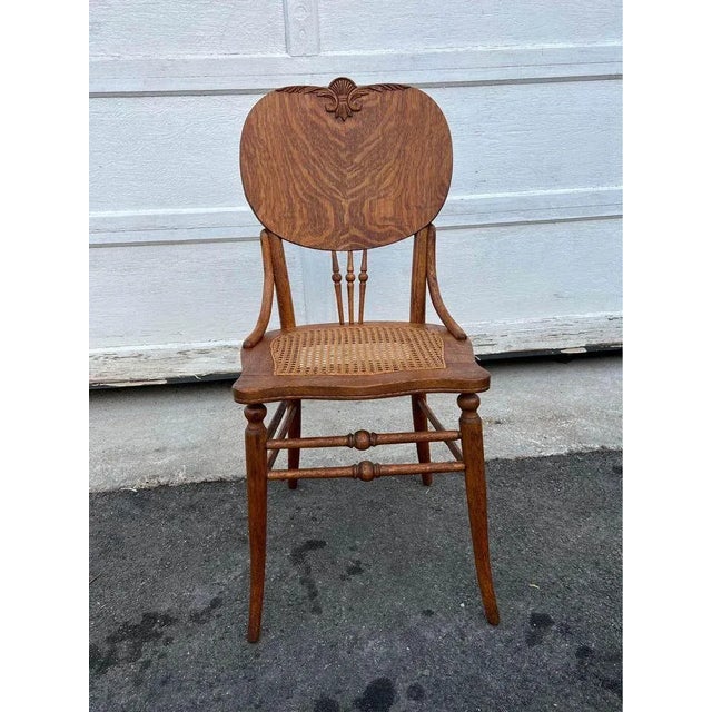 Victorian 19th Century Art Nouveau Style Tiger Oak Bentwood Carved Side Chair For Sale - Image 3 of 11