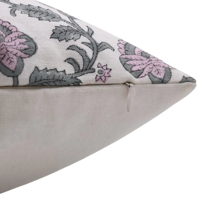 Art Deco Fabdivine Handmade Block Printed Cushion Cover 14x20 Inch Thick Cotton White-Madhubala For Sale - Image 3 of 4