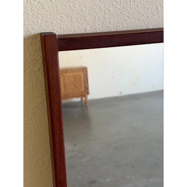 1960s Vintage Danish Modern Teak Wall Mirror – Mid Century Scandinavian Design 1960s For Sale - Image 5 of 9