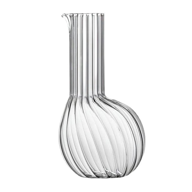Dudù High Carafe in Transparent Fluted Blown Glass by Matteo Cibic for Paola C., 2018 For Sale