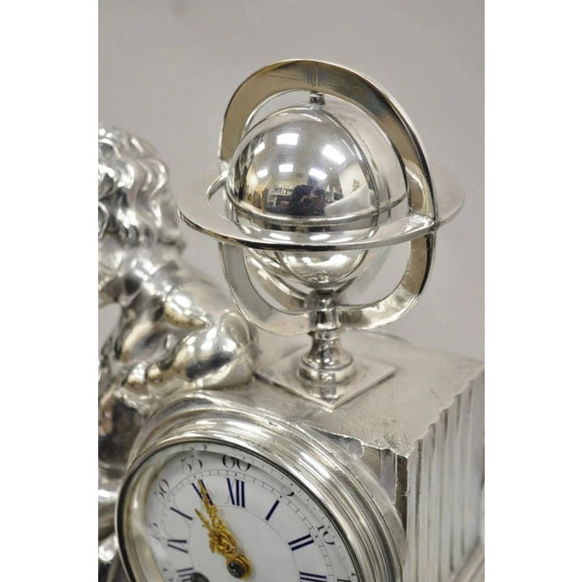 Late 19th Century French Louis XV M Franjus Raison & Boyer Silver Plated Bronze Putto Mantel Clock For Sale - Image 5 of 15