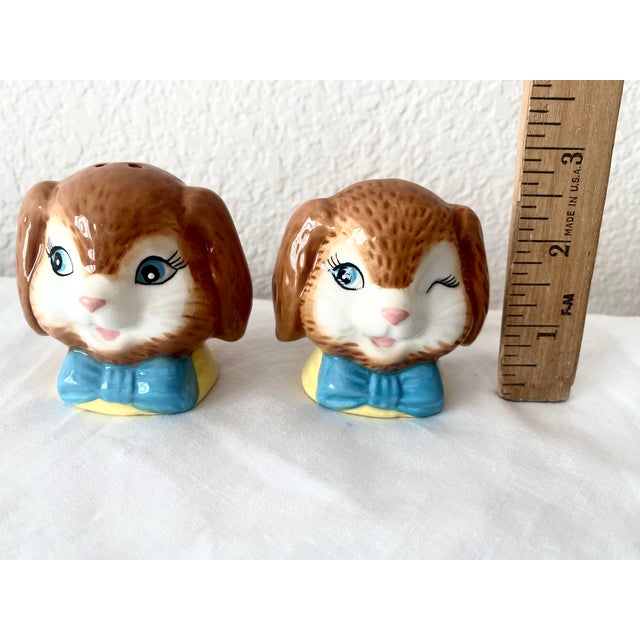 Whimsical Adorable Bunny Salt and Pepper Shakers Mint Condition. For Sale - Image 9 of 11