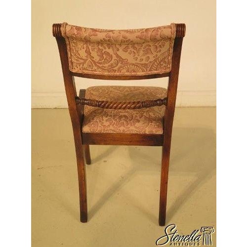 Pair Regency Style Carved Oak Upholstered Occasional Chairs For Sale - Image 9 of 10