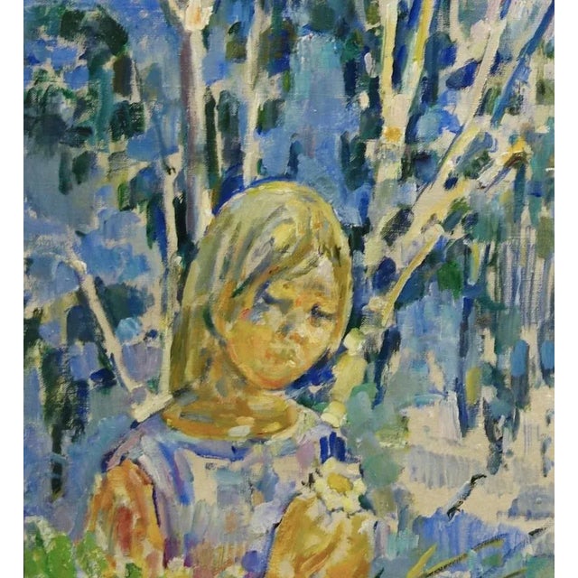 Gleb Savinov, Polja Girl, Blue, Oil on Canvas, 1999 For Sale - Image 4 of 5