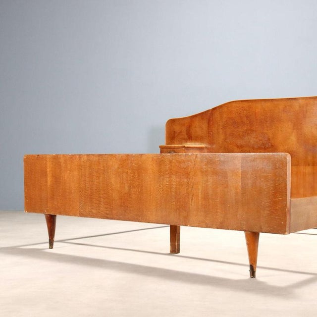 Brown Vintage Double Bed in Maple Burl Veneer, 1950s For Sale - Image 8 of 9