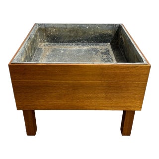 Mid Century Modern Danish Teak Indoor Planter For Sale