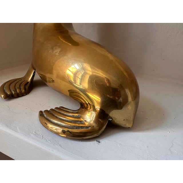Mid-Century Brass Seal Sculpture, Europe, 1960s For Sale - Image 9 of 13
