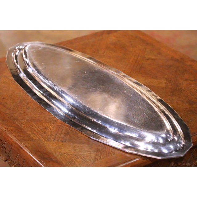 Metal Mid-Century French Silvered Bronze Serving Platter for Fish, Fruit or Crudités For Sale - Image 7 of 7