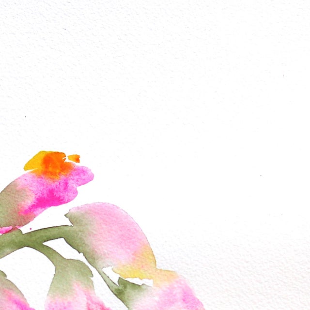 Abstract Pink and Orange Snapdragons - Abstract Colorful Botanical Watercolor Painting Original Artwork by Xiao Wen Xu For Sale - Image 3 of 6