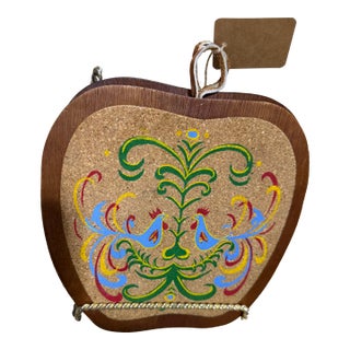 Vintage Scandinavian Rosemaling Style Apple Trivets - Set of 2 For Sale