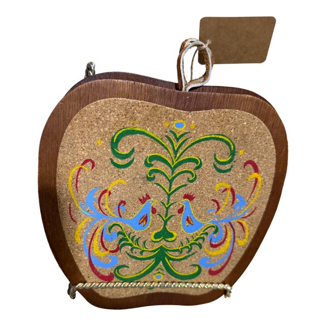 Vintage Scandinavian Rosemaling Style Apple Trivets - Set of 2 For Sale
