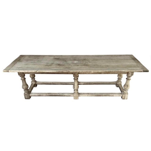 Late 19th Century English Jacobean Style Bleached Oak Dining Table, Late 19th Century For Sale - Image 5 of 11