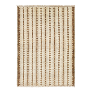 10 X 13 Modern Moroccan Style Beige Wool Rug – Vertical Diamond Stripes Design