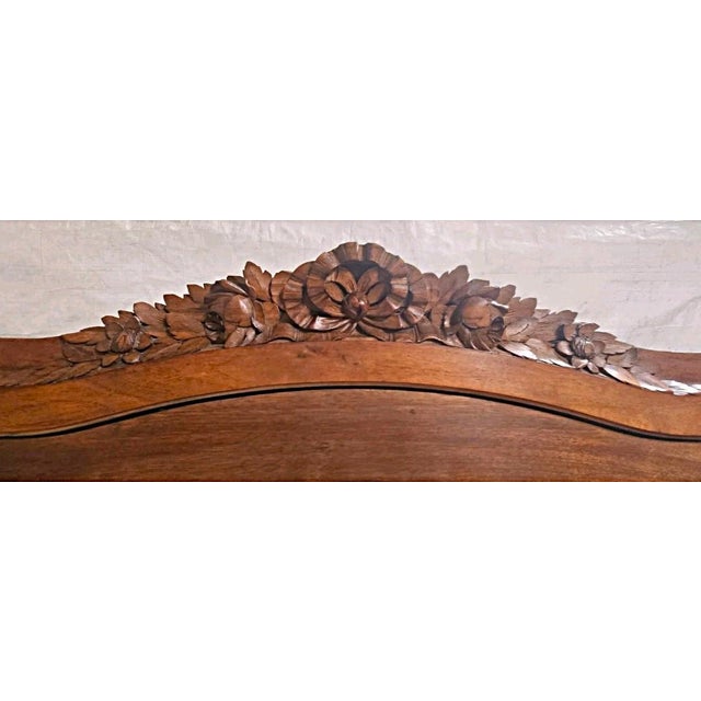 Antique French Burl Walnut Armoire Wardrobe Mirror Carved Cabinet Circas 1920s For Sale - Image 4 of 18