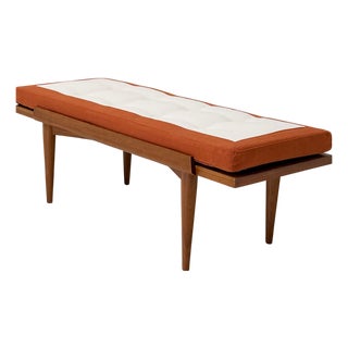 Mid-Century Bench with Seating Pad, 1950s For Sale