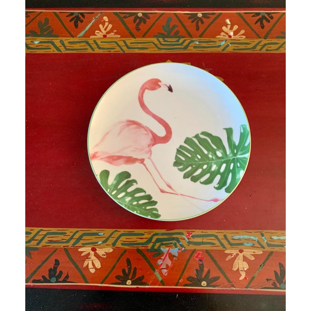 Pink Fitz Floyd Pink Flamingo Ceramic Porcelain Plate - Set 2 Dinnerware For Sale - Image 8 of 9