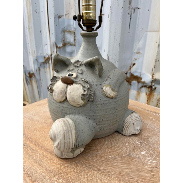 Vintage Cat Ceramic Table Lamp by Fogarty Ceramic Studio. Circa 1970s For Sale In Miami - Image 6 of 12