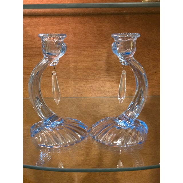 Blue 1930s Art Deco Candlestick Holders - a Pair For Sale - Image 8 of 8