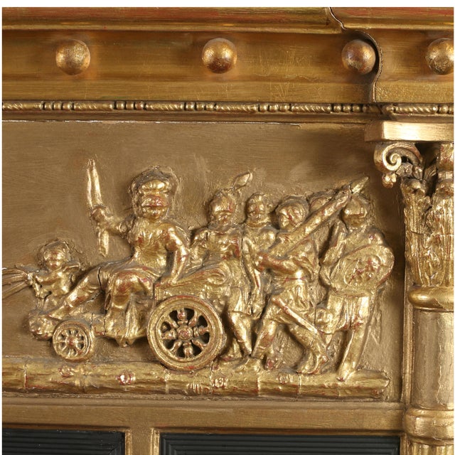 Giltwood English Regency Mirror With Neoclassical Scene For Sale - Image 4 of 4