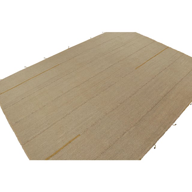 Contemporary Rug & Kilim’s Contemporary Kilim in Beige With Gold and Brown Accents For Sale - Image 3 of 7
