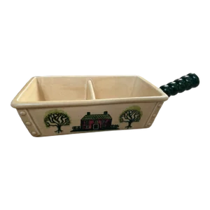 Vintage Metlox Provincial Homestead Poppy Trail Divided Baking & Serving Dish With Handle
