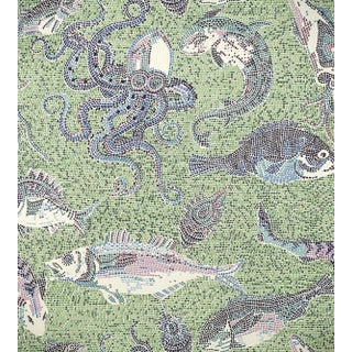 The House of Scalamandré Mikonos Wallcovering, Blue & Green For Sale