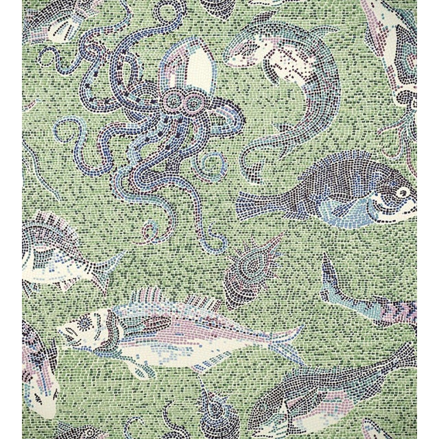 The House of Scalamandré Mikonos Wallcovering, Blue & Green For Sale