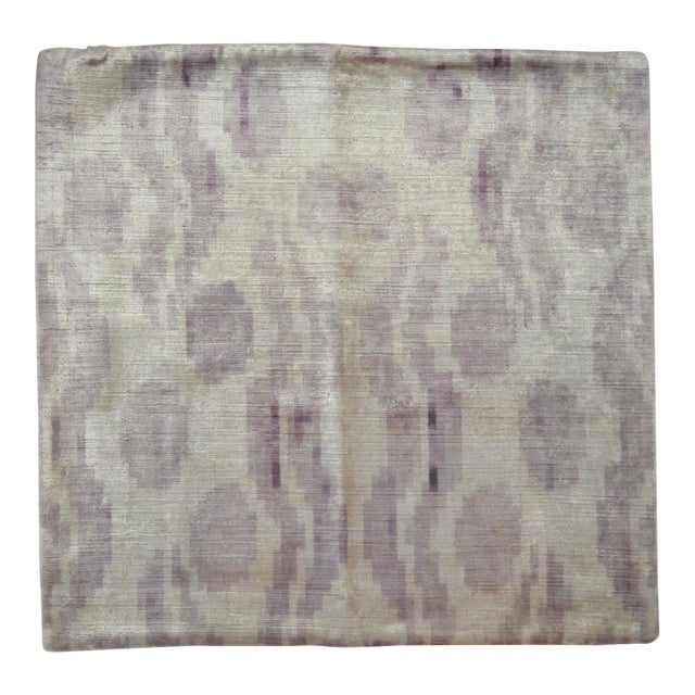 Purple Silk Velvet Pillow With Organic Motifs For Sale