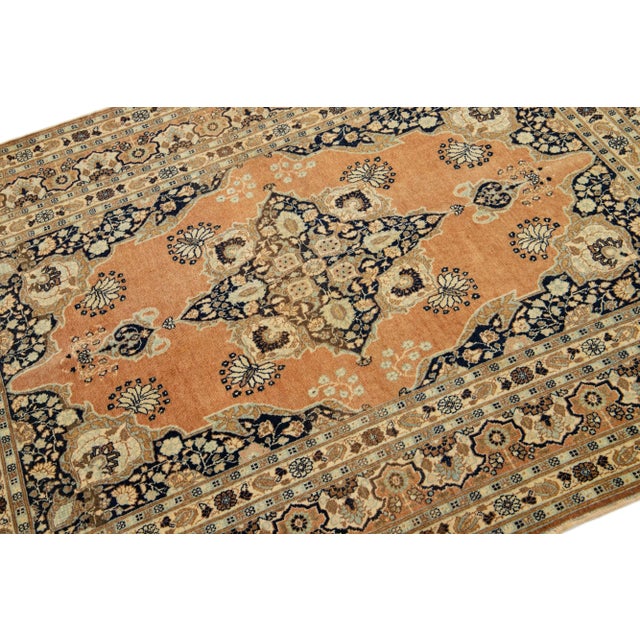 1920s Antique Handmade Persian Tabriz Scatter Wool Rug With Allover Motif For Sale In New York - Image 6 of 7