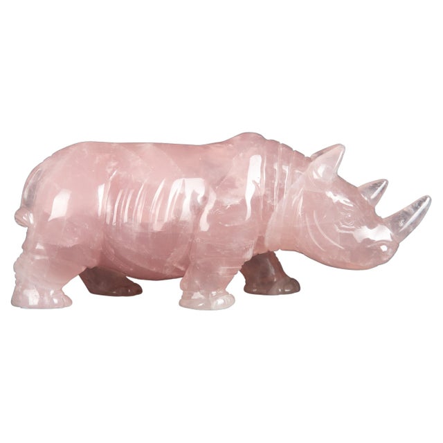 Rose Quartz Rhino: Measures: 7.5" x 2.25" x 3.25".